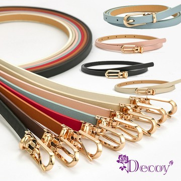 【Decoy】糖果馬卡龍＊橢圓金扣時尚細皮帶/多色可選
