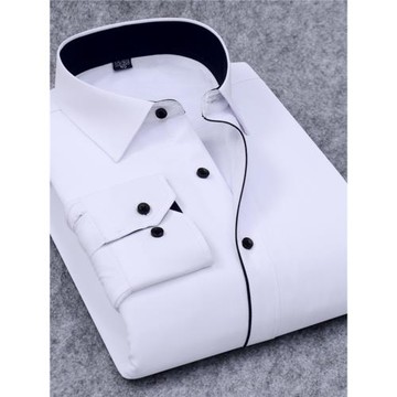 2024秋冬款純白色男士保暖襯衫加絨加厚純色商務正裝男襯衣不起球