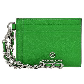 Michael Kors Jet Set Charm 浮雕LOGO鍊條掛飾卡夾.綠
