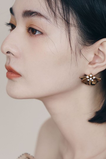 COR-DATE / 銀杏紋路耳環