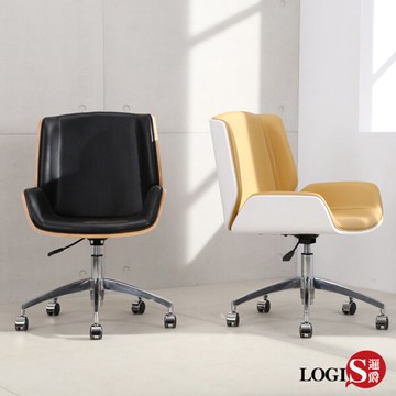 皮革主管椅 護頸護肩護腰 電腦椅 事務椅 工作椅 電視劇 辦公坐椅 書房和室 黑皮咖啡背【LOGIS邏爵】【BA50】 駝黃色皮白背【LOGIS邏爵】【WA50】