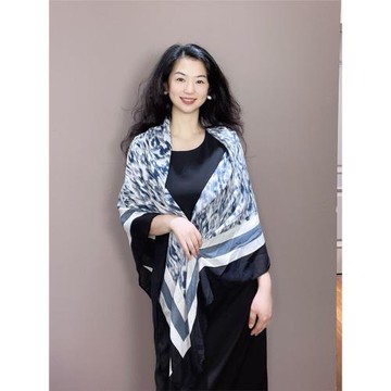 披肩夏季薄款空調房藍色云南扎染亞麻大方巾棉麻外搭旅游防曬拍照