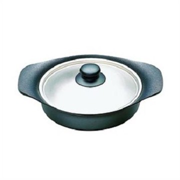 日本柳宗理  南部鐵器  横紋煎盤22cm  附不鏽鋼蓋