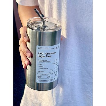 304不銹鋼咖啡杯高顏值水杯女吸管大容量冰霸便攜帶蓋保溫杯子男