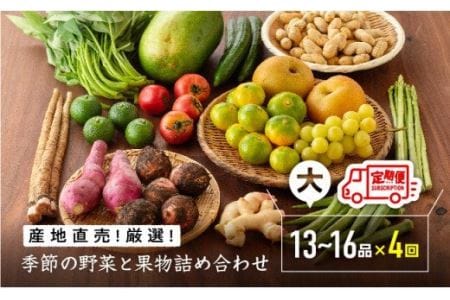 産直おすず村 季節の野菜と果物 厳選 詰め合わせセット（大） 全4回