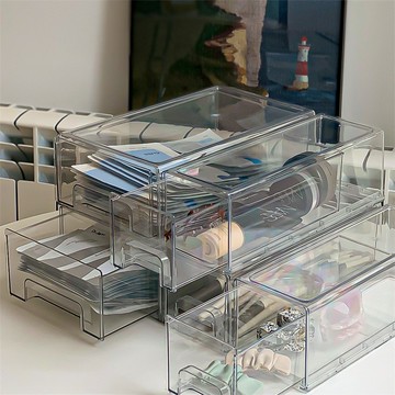 面膜收納盒桌面化妝品護膚品家用宿舍雜物透明亞克力抽屜式整理盒 收納 置物
