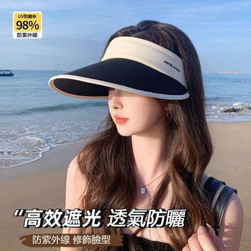 🔥優選🔥夏季新款防曬帽子女戶外防紫外綫騎車不翻空頂太陽帽顯臉小遮陽帽