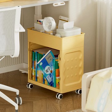 乳酪夾心童趣風雙層兒童書櫃/書包置物櫃(附輪無隔板)-DIY 單一規格