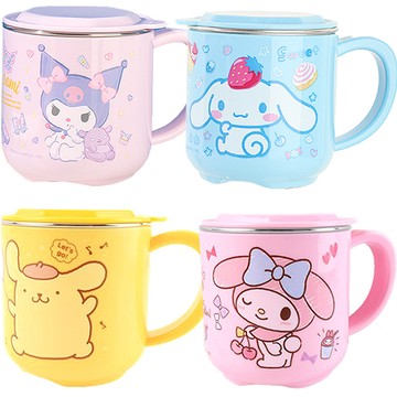 Sanrio 三麗鷗大耳狗美樂蒂酷洛米兒童不鏽鋼水杯杯子漱口杯隔熱杯附蓋子260ml K-0052(禮物 平輸品)【小品館】