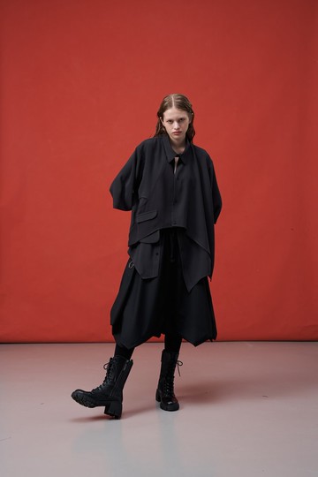 襯衫/短袖/鏤空/不對稱/口袋襯衫/夏天/輕薄/設計/INF/SS25