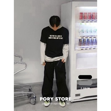 【PORY STORE】獨家！韓系街頭Boxy 寬短上衣 舒適 純棉 實拍 穿搭 男生短袖 短寬上衣 寬短版型