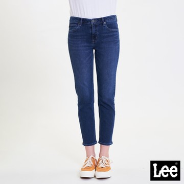Lee 女款 401 九分中腰標準小直筒牛仔褲 深藍洗水