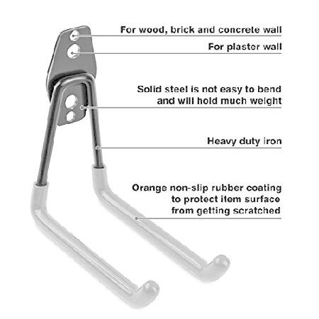 ガレージフック 頑丈 12個パック スチールガレージ収納フック ツールハンガー ガレージ壁 ユーティリティウォールマウントガレージフックとハンガー 滑り止