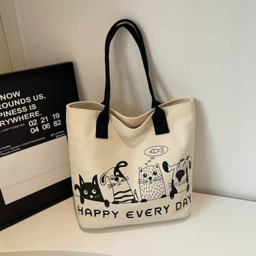 日韓水漾學生卡通休閒通勤單肩帆布包