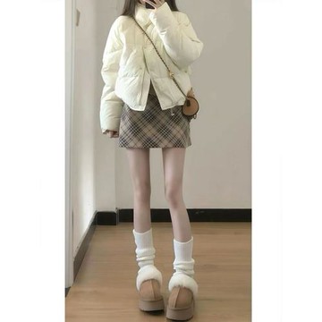 奶油小個子白色棉服女立領2025年冬季新款韓版時尚加絨加厚外套女