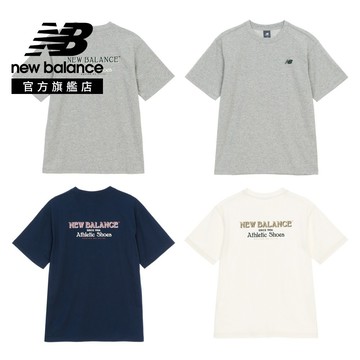 【New Balance】 NB Logo標語短袖上衣_男性_米杏/藍_MT61E14RGHMCIC/NNY 版型正常