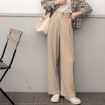 OB嚴選 涼感超彈布高腰收腹打褶直筒褲 《BA6196》大尺碼/女裝/現貨