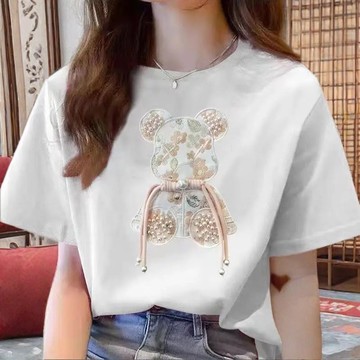 印花爆款風潮女裝寬鬆T恤上衣短袖T恤女t恤情侶裝夏季國潮新中式0074