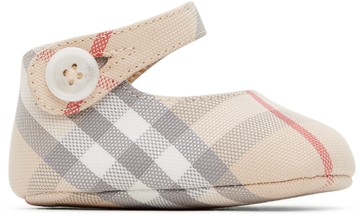 Burberry 米色 Check Mary Jane 婴儿学步鞋