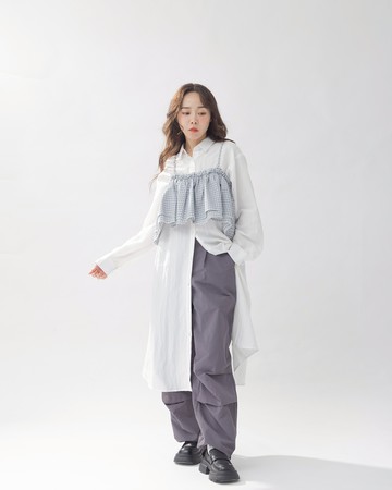 格紋背心兩件式襯衫洋裝