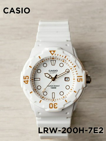 卡西歐小白表手表女CASIO LRW-200H-7E2 彩色防水學生考試指針表【北歐居家生活】
