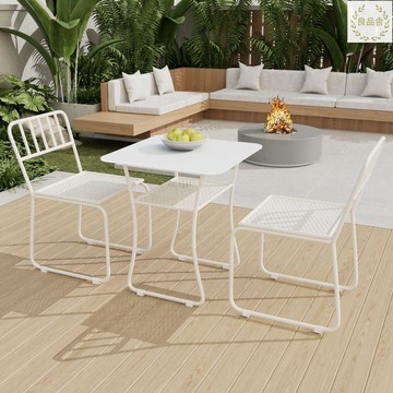 簡約現代鋼化玻璃餐桌椅組合小戶型家使用者外休閒桌椅家居陽臺套裝 LPS12-2 快速出貨 免運 附發票