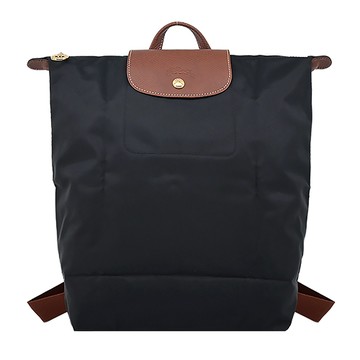 LONGCHAMP LE PLIAGE系列再生尼龍摺疊後背包(中/黑)