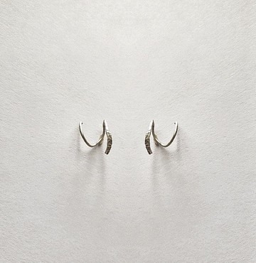 SV925/14KGF 鍛敲紋 螺旋耳圈耳環假雙圈耳環