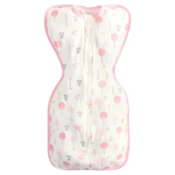 OhBabyLying 夏季薄款蝶形包巾 M  粉色森林動物  粉色森林動物 白色