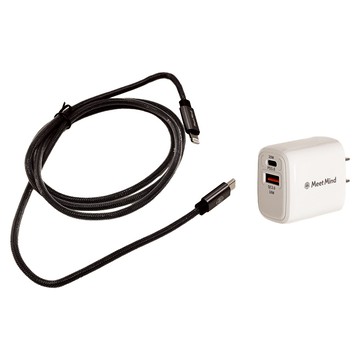 Meet Mind 平優系列 PD/QC 20W 雙孔快速充電組 適用於iPhone iPad iPod  白色 + 黑色  1組