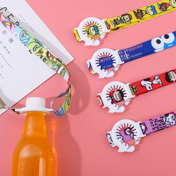 飲料瓶背帶水瓶礦泉水瓶扣卡通掛繩便攜式背水斜跨寬帶掛繩掛帶