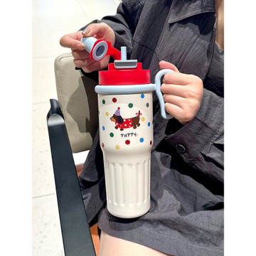 水杯保溫杯女大容量冰霸杯大號新款2025巨無霸陶瓷內膽吸管杯子