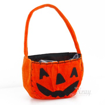 密絲絨南瓜糖果袋，萬聖節糖果提籃/糖果籃/派對道具/兒童變裝，X射線【W647336】