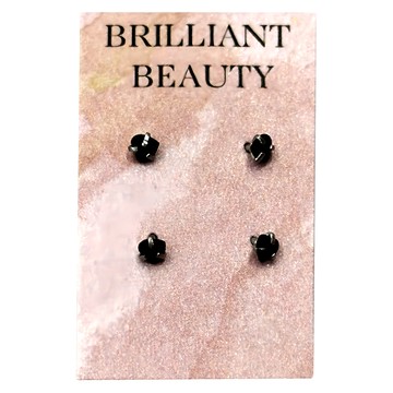 耀眼美人 甜酷黑愛心鋯石鑽養耳棒耳環 3mm  黑
