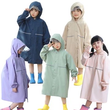 【優貝選】日系純色可加大書包位置兒童雨衣(5色)