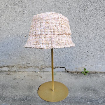 【HiGh MaLi】時尚窄版短簷漁夫帽/小香風編織系列/氣質粉金#禮物