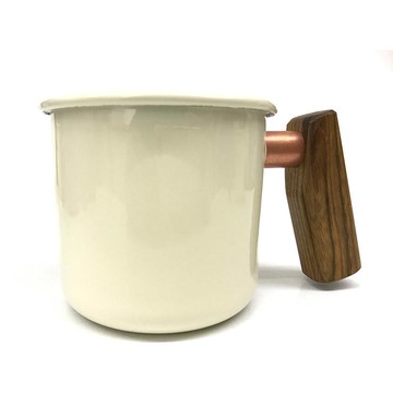 月光白黃連木柄琺瑯杯400ml