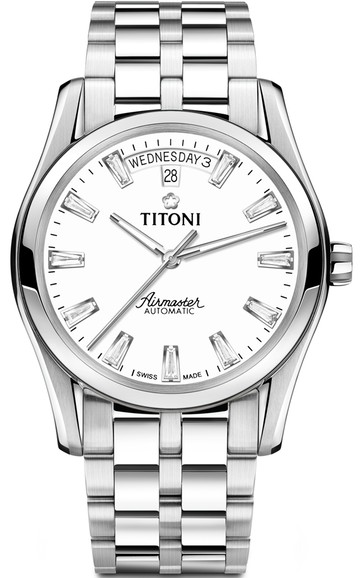 TITONI 梅花錶 AIRMASTER 空中霸王 系列 機械男腕錶(93808S-617)-39mm-白面鋼帶【刷卡回饋 分期0利率】【APP下單點數13倍送】