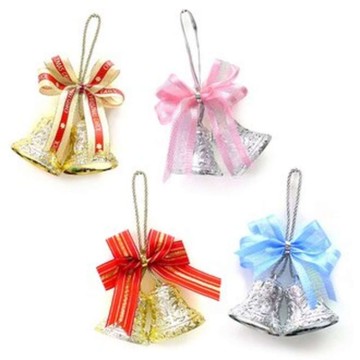 摩達客-2吋小花雕雙鐘蝴蝶結吊飾(一組四入)