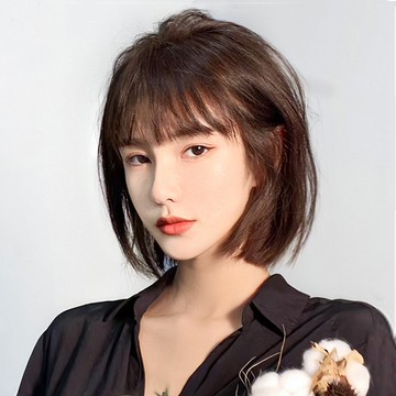 女假髮整頂真髮絲-空氣瀏海韓式波波頭美髮用品2色74ah24【巴黎精品】