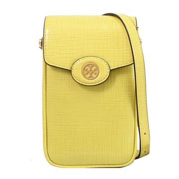 TORY BURCH 158824 Robinson 十字漆皮壓紋斜背手機包.亮黃