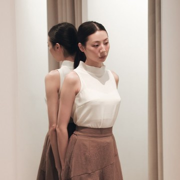 【經典原創】Image_形象立領皺褶背心_CLT012_ 米白
