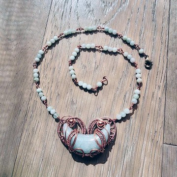 【曲水辰手作】緬甸玉金屬線編織項鍊