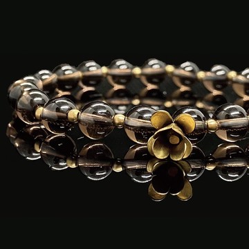 【茶金/ Tea Gold】茶晶繁花黃銅手鍊 | 天然石 客製 水晶手鍊