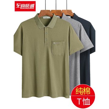 爸爸裝純棉短袖t恤男中老年男裝爺爺老人半袖上衣夏季老頭Polo衫