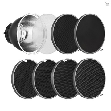 M631 7英寸反光罩+6個蜂巢網格+1個柔光片套裝 10° 20° 30° 40° 50° 60°蜂巢網格各一個 適配