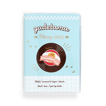 【震撼精品百貨】2023年 掛曆/年曆/手帳~蛋黃哥Gudetama2023 B6 行事曆手帳本(藍黑膠唱片)*20583