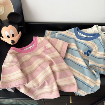 8496 人反覆入手🧡親子裝【男女童夏裝2026新款】洋氣短袖T恤夏季兒童服裝條上衣I8DA