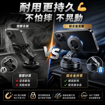 【升級版真空吸盤】鋁合金支架 車載手機支架 吸盤手機架 真空手機架 導航專用吸盤支架 桌面支架 Magsafe手機架