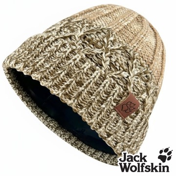 【Jack wolfskin 飛狼】漸層立體針織紋內刷毛保暖帽 毛帽『淺駝』